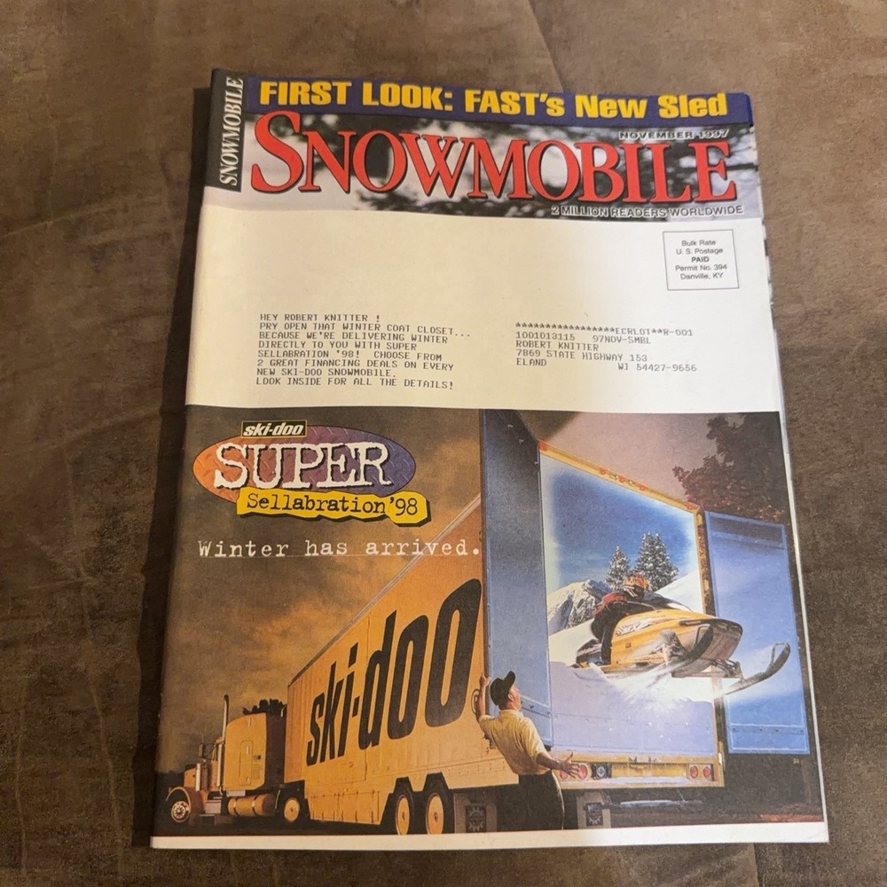 Vtg‎ Snowmobile Magazine November 1997 Best Of Class Ski-Doo Ads Sports Issue 11